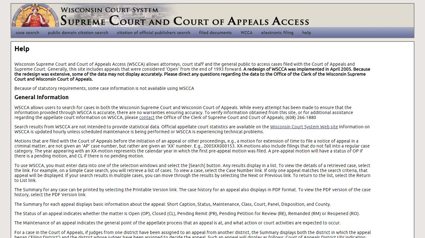 Wisconsin Supreme Court and Court of Appeals Case Access
